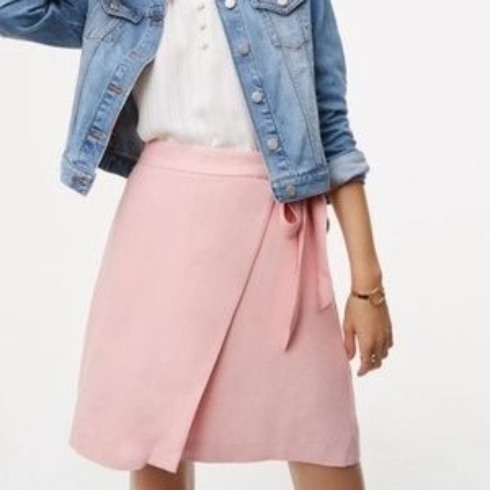 LOFT | 14 Pink Fluid Wrap Skirt Cotton